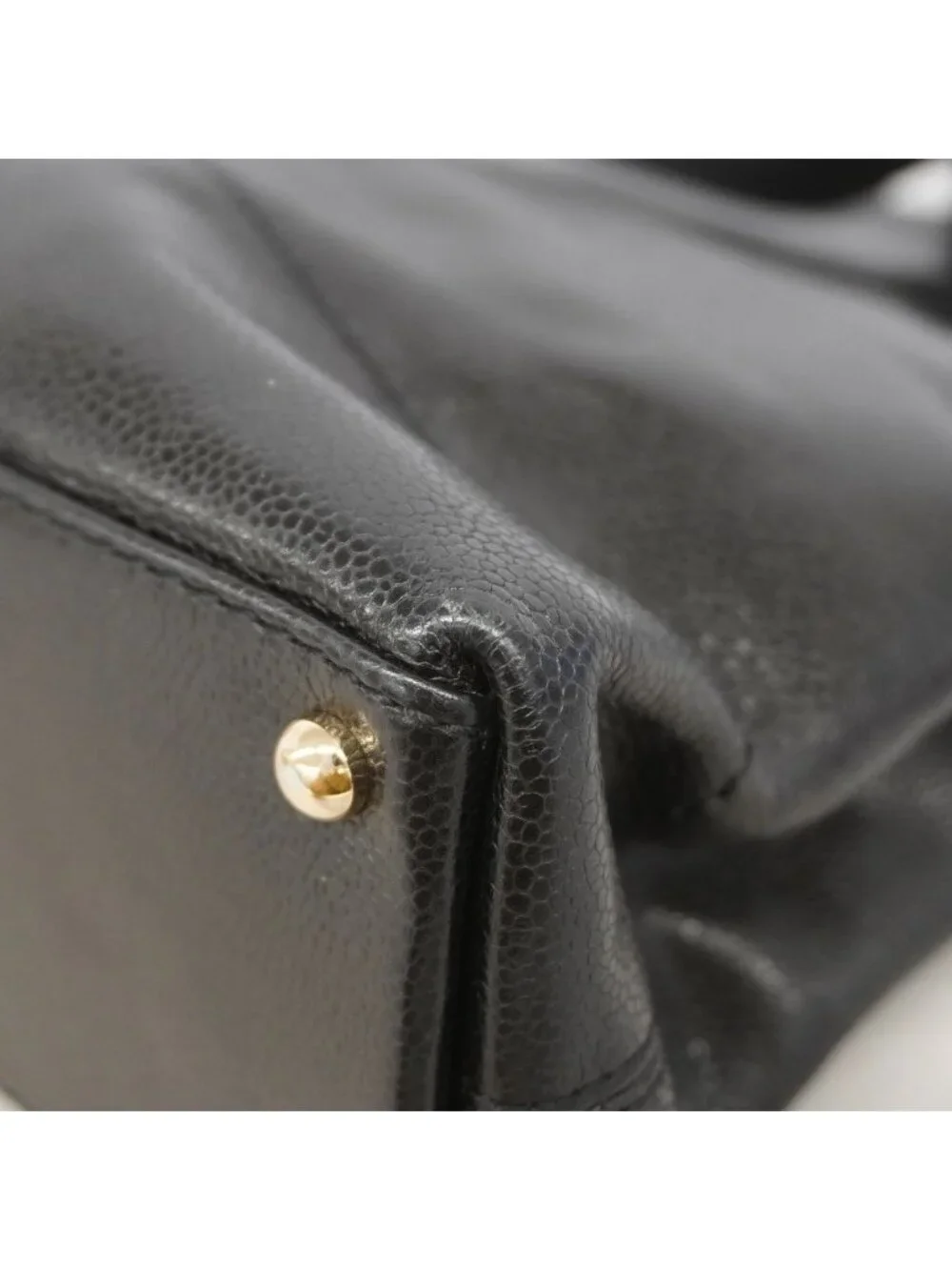 Chanel Tote Bag Caviar Leather Black Gold